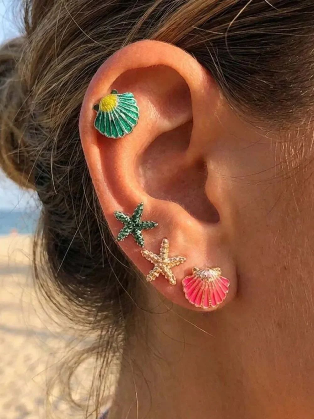 Gold Starfish Stud Earrings N2246